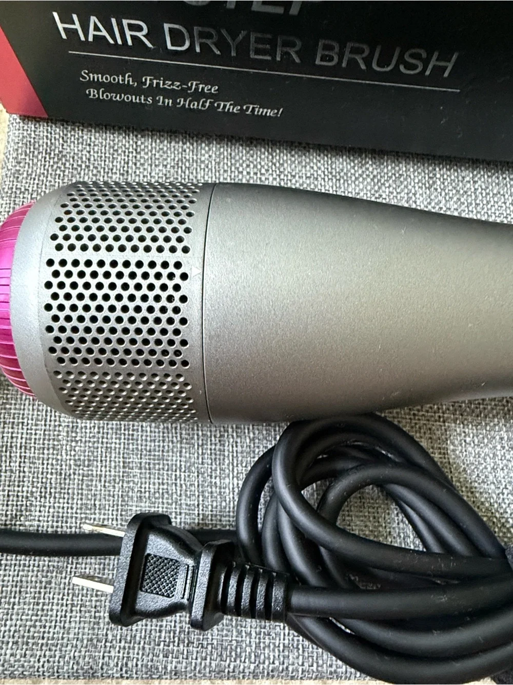 Gray and Pink Heated Hair Straightening Brush - Sleek Styling for Women